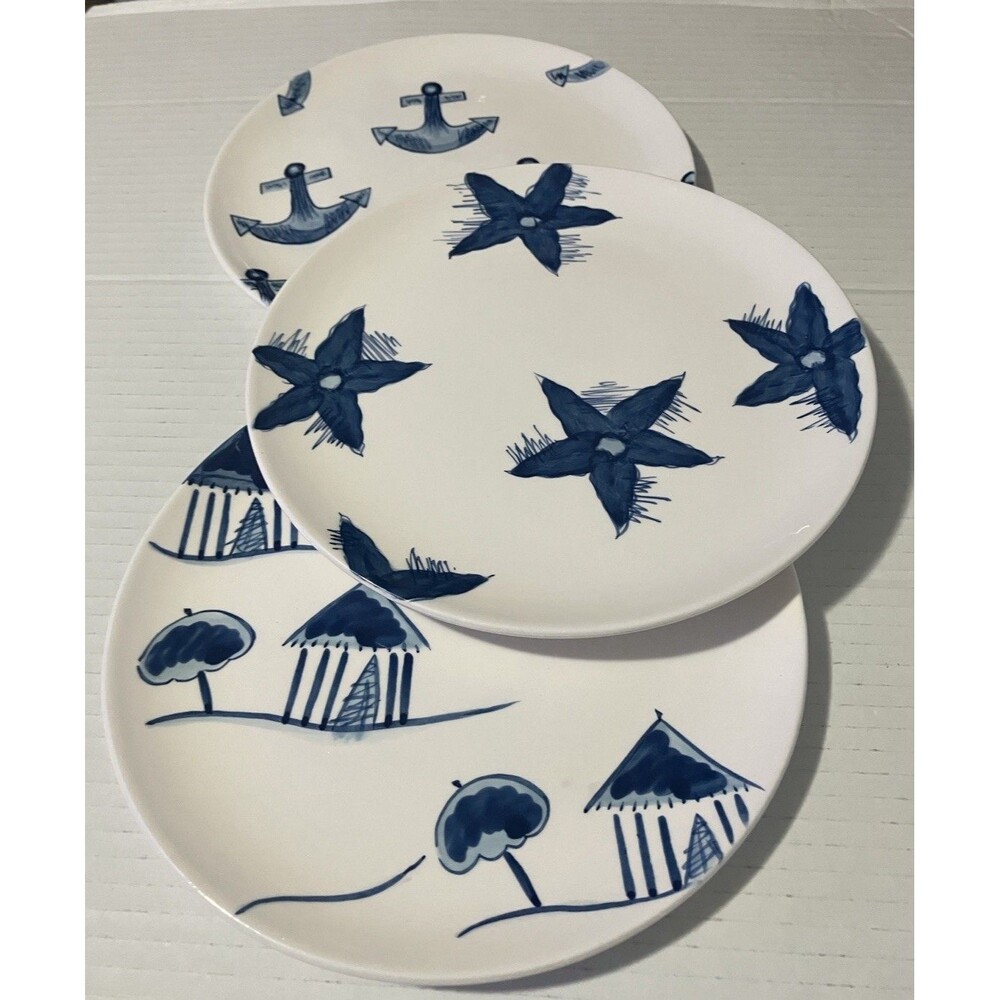 3 Trish Richman At Home International “By The Sea “ 8"  Salad Plates vintage